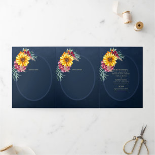 Nuestra Boda 6 pagina Zonnebloemen Weddenschap Drieluik Uitnodiging
