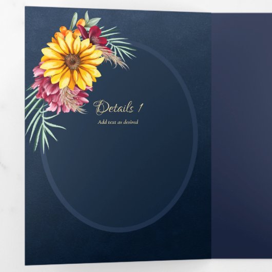 Nuestra Boda 6 pagina Zonnebloemen Weddenschap Drieluik Uitnodiging (Binnenzijde eerst)