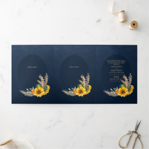 Nuestra Boda 6 pagina Zonnebloemen Weddenschap Drieluik Uitnodiging