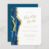 Nuestra Boda AGATE Gold Spanish Wedding INVITE (Voorkant / Achterkant)