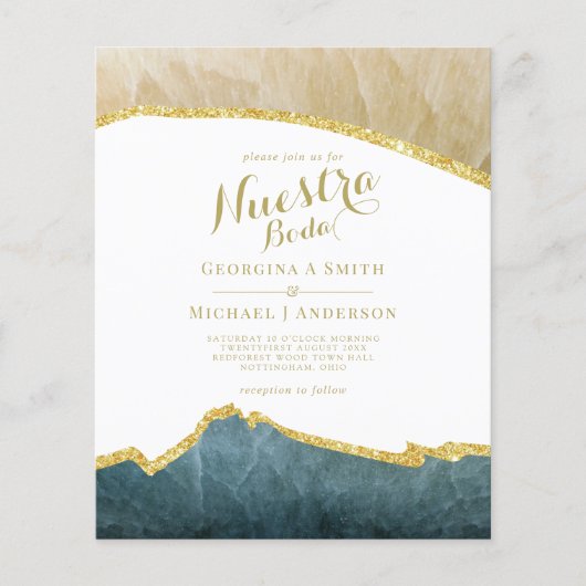 Nuestra Boda AGATE Gold Spanish Wedding INVITE (Voorkant)