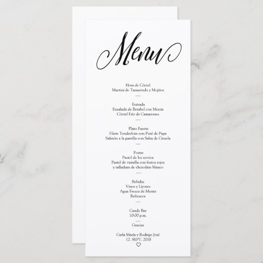 NUESTRA BODA Bewerkbare Spaans Menu Kaart (Voorkant / Achterkant)