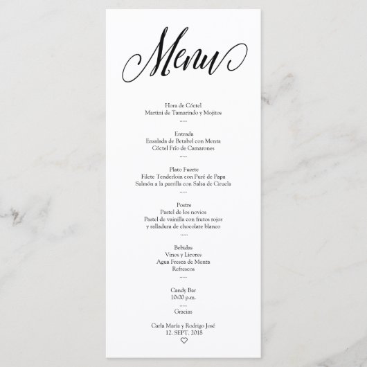 NUESTRA BODA Bewerkbare Spaans Menu Kaart (Voorkant)