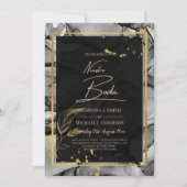NUESTRA BODA Black Gold Ink Wedding INVITE Kaart (Voorkant)