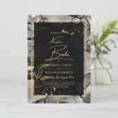 NUESTRA BODA Black Gold Ink Wedding INVITE Kaart (Staand voorkant)