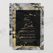 NUESTRA BODA Black Gold Ink Wedding INVITE Kaart (Voorkant / Achterkant)