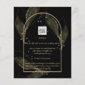 NUESTRA BODA Black Gold Leaves Trouwkaart Flyer (Achterkant)