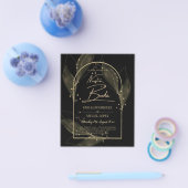 NUESTRA BODA Black Gold Leaves Trouwkaart Flyer (Enkel)