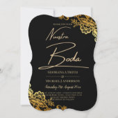 Nuestra Boda Black Gold Spain Weduwen Kaart (Voorkant)