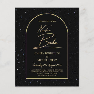 NUESTRA BODA BLACK GOLD STERRENNACHT INVITE FLYER