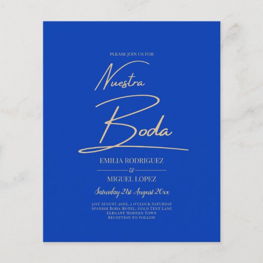 NUESTRA BODA Blue Monochrome Wedding NVITE Flyer (Voorkant)
