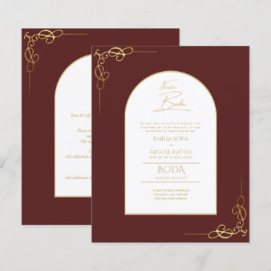 Nuestra Boda Budget Gold Accent Bilingual Invite