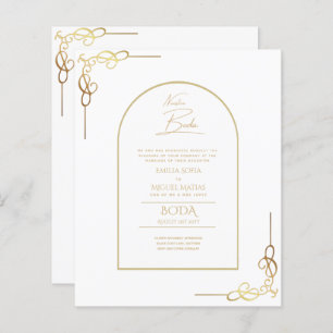 Nuestra Boda Budget Gold Accent Bilingual Invite