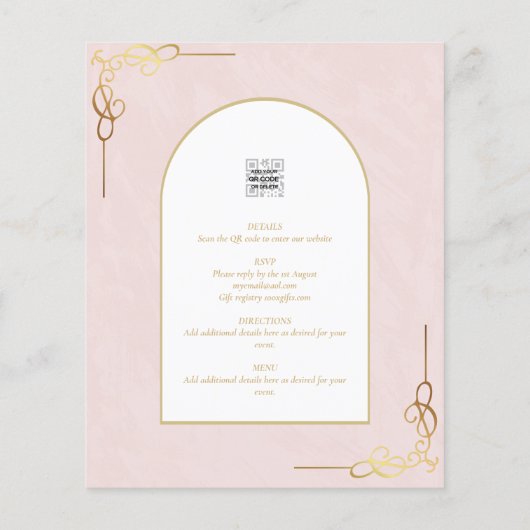 Nuestra Boda Budget Gold Accent Bilingual Invite (Achterkant)
