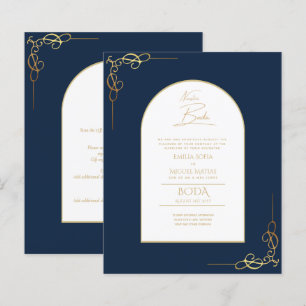 Nuestra Boda Budget Gold Accent Bilingual Invite
