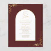 Nuestra Boda Budget Gold Accent Bilingual Invite Flyer (Voorkant)