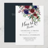 Nuestra Boda- Burgundy Blauwe Spaanse Trouw Uitnod Kaart (Voorkant / Achterkant)