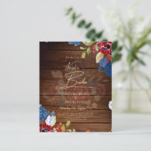 NUESTRA BODA Burgundy Blue Floral Wedding INVITE (Staand voorkant)