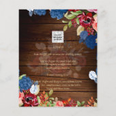 NUESTRA BODA Burgundy Blue Floral Wedding INVITE (Achterkant)