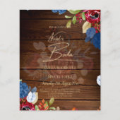NUESTRA BODA Burgundy Blue Floral Wedding INVITE (Voorkant)