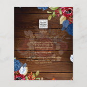 NUESTRA BODA Burgundy Blue Floral Wedding INVITE Flyer (Achterkant)