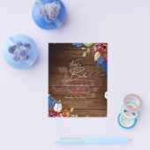 NUESTRA BODA Burgundy Blue Floral Wedding INVITE Flyer (Enkel)