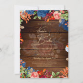 NUESTRA BODA Burgundy Blue Floral Wedding INVITE Kaart (Voorkant)