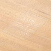 Nuestra Boda Caligrafía Moderna Elegante bruiloft Acryl Uitnodigingen (Laagn)