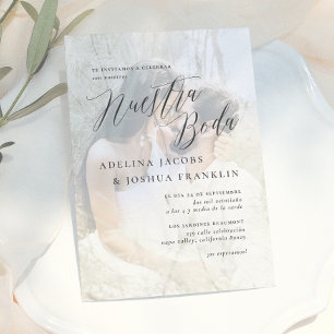 Nuestra Boda Caligrafía Moderna Invitación de Boda Kaart