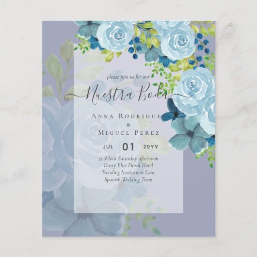 NUESTRA BODA Dusty Blue Floral BUDGET (Voorkant)
