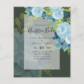 NUESTRA BODA Dusty Blue Floral BUDGET Flyer (Voorkant)