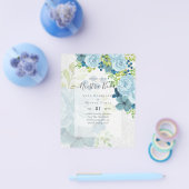 NUESTRA BODA Dusty Blue Floral BUDGET Flyer (Enkel)