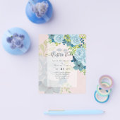 NUESTRA BODA Dusty Blue Floral BUDGET Flyer (Enkel)