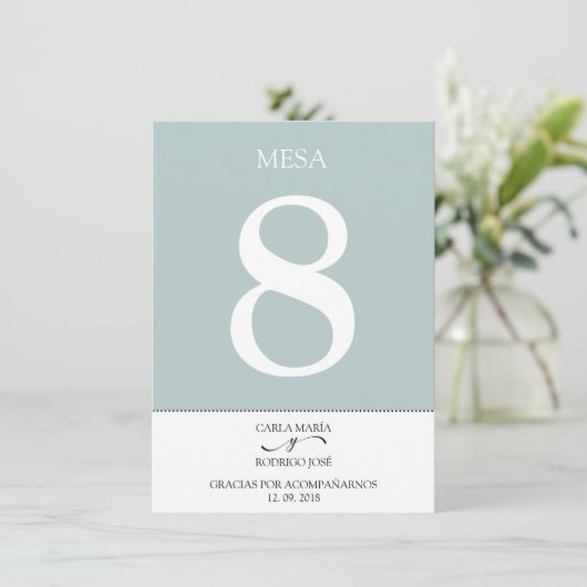 NUESTRA BODA Editable Spain Table Number Kaart (Staand voorkant)