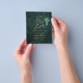 NUESTRA BODA Emerald Green Gold Gypsophila INVITE Flyer (Hand)