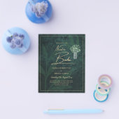 NUESTRA BODA Emerald Green Gold Gypsophila INVITE Flyer (Enkel)