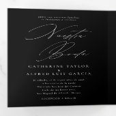 Nuestra Boda Engels Spaans tweetalig huwelijk Drieluik Uitnodiging (Binnenzijde eerst)