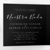 Nuestra Boda Engels Spaans tweetalig huwelijk Drieluik Uitnodiging (Binnenzijde eerst)