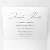 Nuestra Boda Engels Spaans tweetalige bruiloft Drieluik Uitnodiging (Binnenzijde eerst)