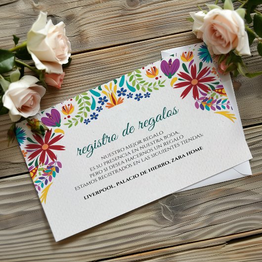Nuestra Boda Flowers Botanical Spanish Wedding Informatiekaartje