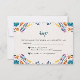 Nuestra Boda Flowers Botanical Spanish Wedding RSVP Kaartje