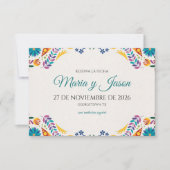 Nuestra Boda Flowers Botanical Spanish Wedding Save The Date (Voorkant)