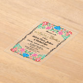 Nuestra Boda Folk Art Mexicaanse Fiesta Party Acryl Uitnodigingen (Laagn)