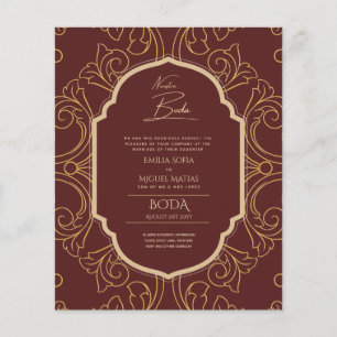 Nuestra Boda GOLD Lijst Spaans huwelijk INVITE Flyer