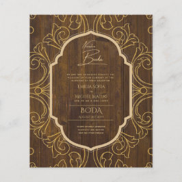 Nuestra Boda GOLD Lijst Spaans huwelijk INVITE Flyer