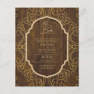 Nuestra Boda GOLD Lijst Spaans huwelijk INVITE Flyer