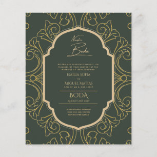 Nuestra Boda GOLD Lijst Spaans huwelijk INVITE Flyer