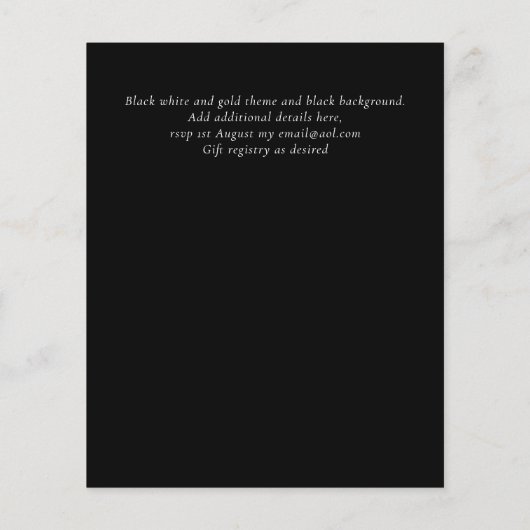 Nuestra Boda Gold Text AGATE Wedding INVITE (Achterkant)