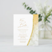 Nuestra Boda Gold Text AGATE Wedding INVITE (Staand voorkant)