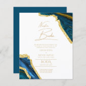 Nuestra Boda Gold Text AGATE Wedding INVITE (Voorkant / Achterkant)